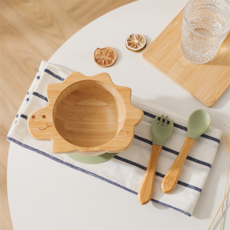 Baby Food Grater - Bebek ahşap sofra seti dinozor bambu