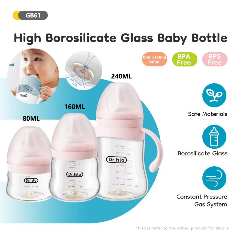 Baby Food Glass - Yenidoğan Besleme Cam Şişeleri 80/160/240ml Yüksek