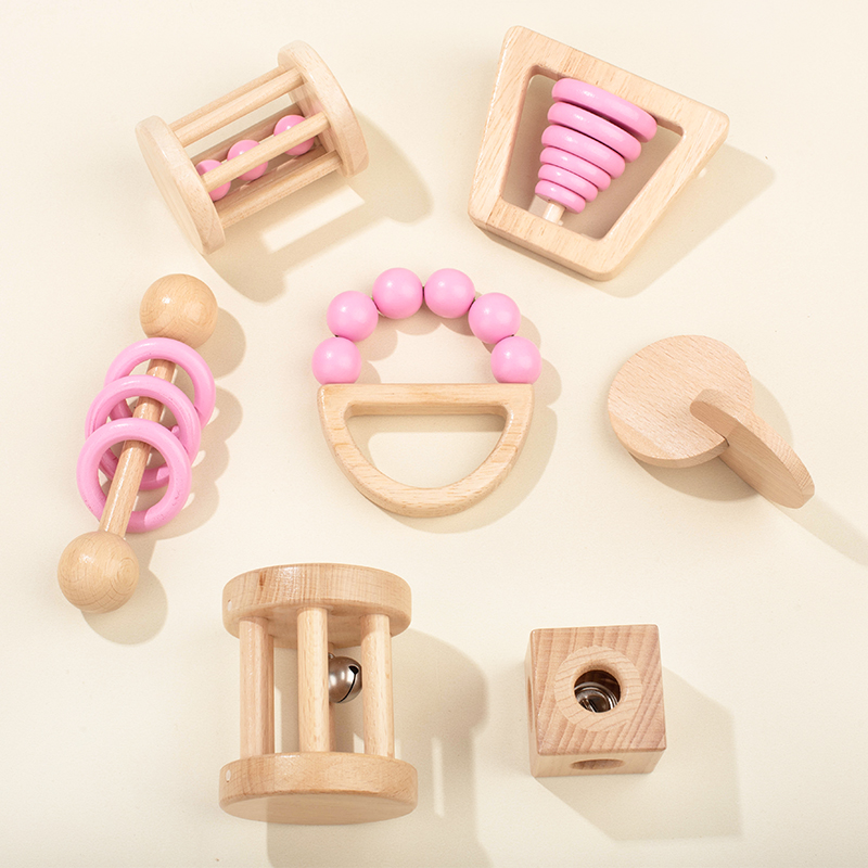 Baby Food Under 1 Year - Montessori Ahşap Oyuncaklar Renkli Bebek Çıngırak
